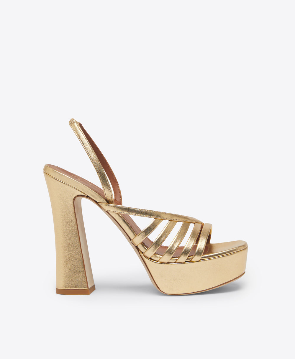 Malone Souliers Amaya 125mm Gold Leather Platform Sandals