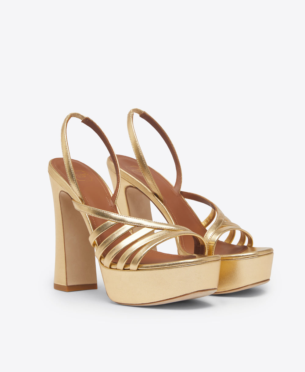 Malone Souliers Amaya 125mm Gold Leather Platform Sandals