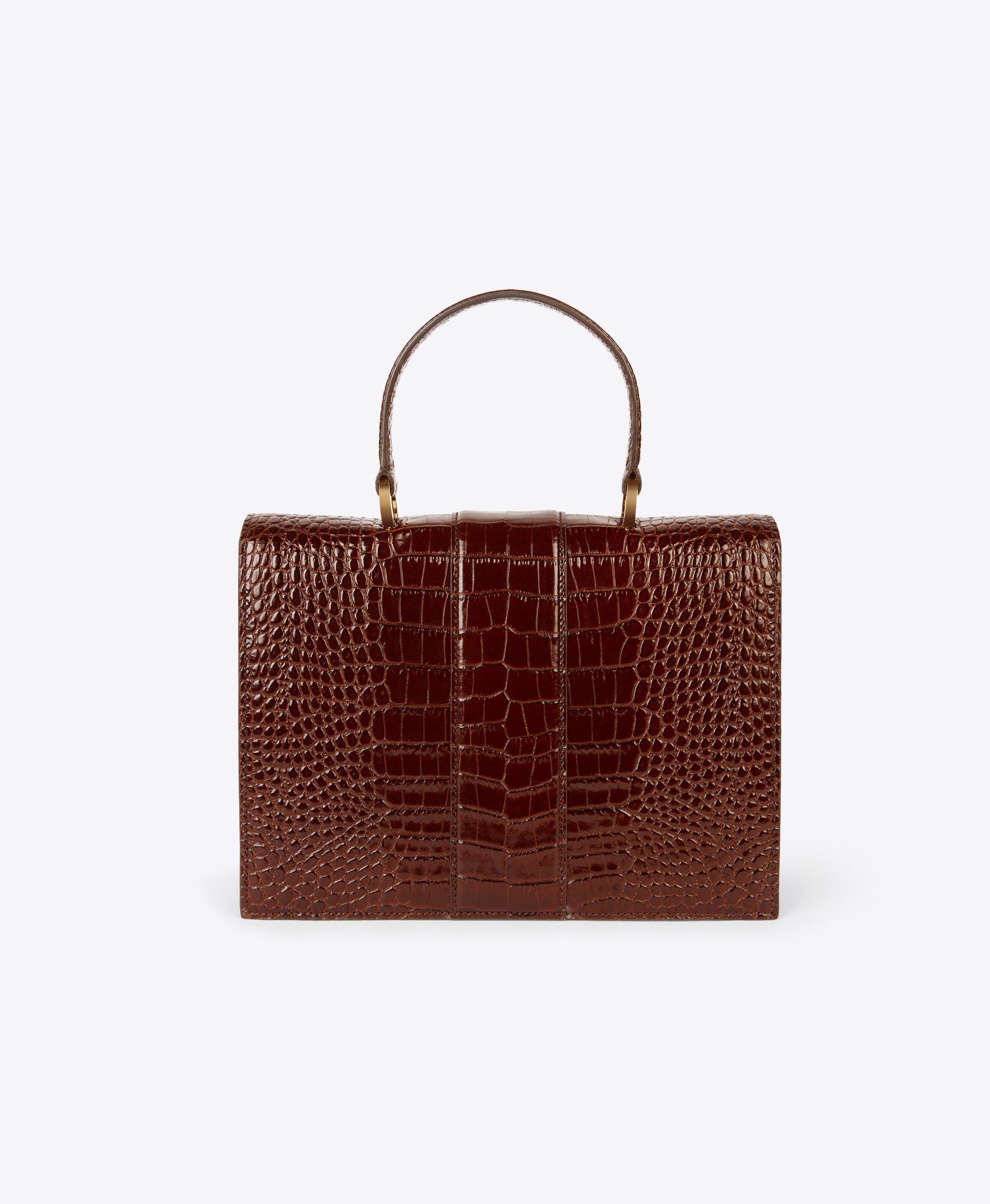 Women's Tobacco Embossed Croc Leather Handbag Malone Souliers