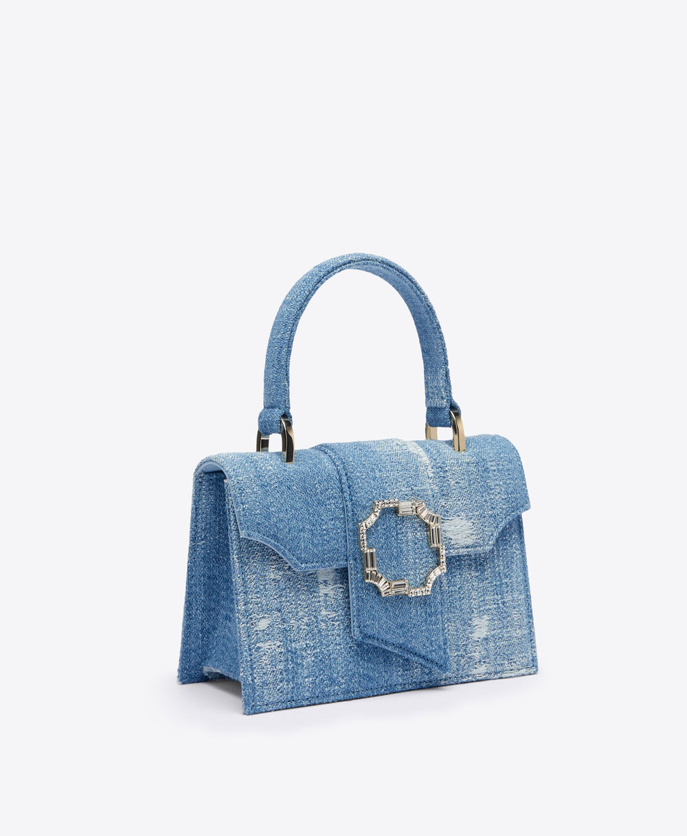 Women's Audrey Blue Denim Mini Square Handbag Malone Souliers