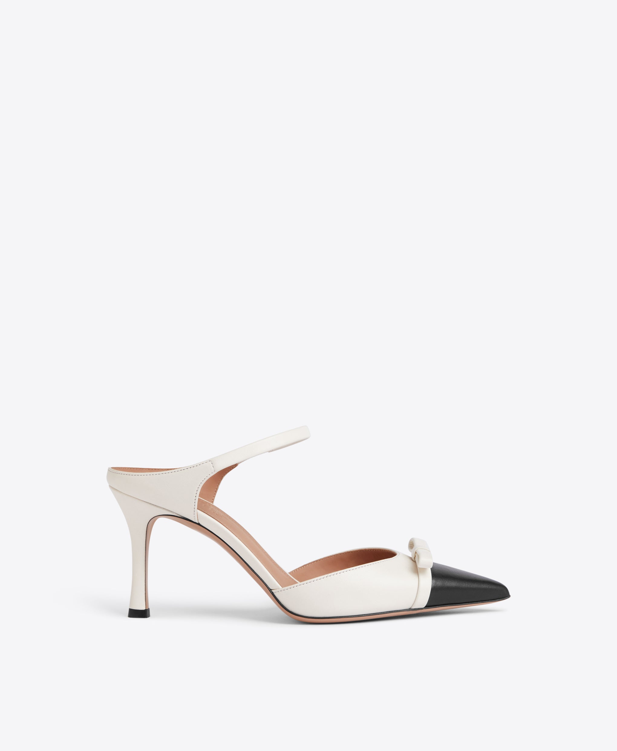 Malone Souliers Blythe 80 Black and White Leather Mules