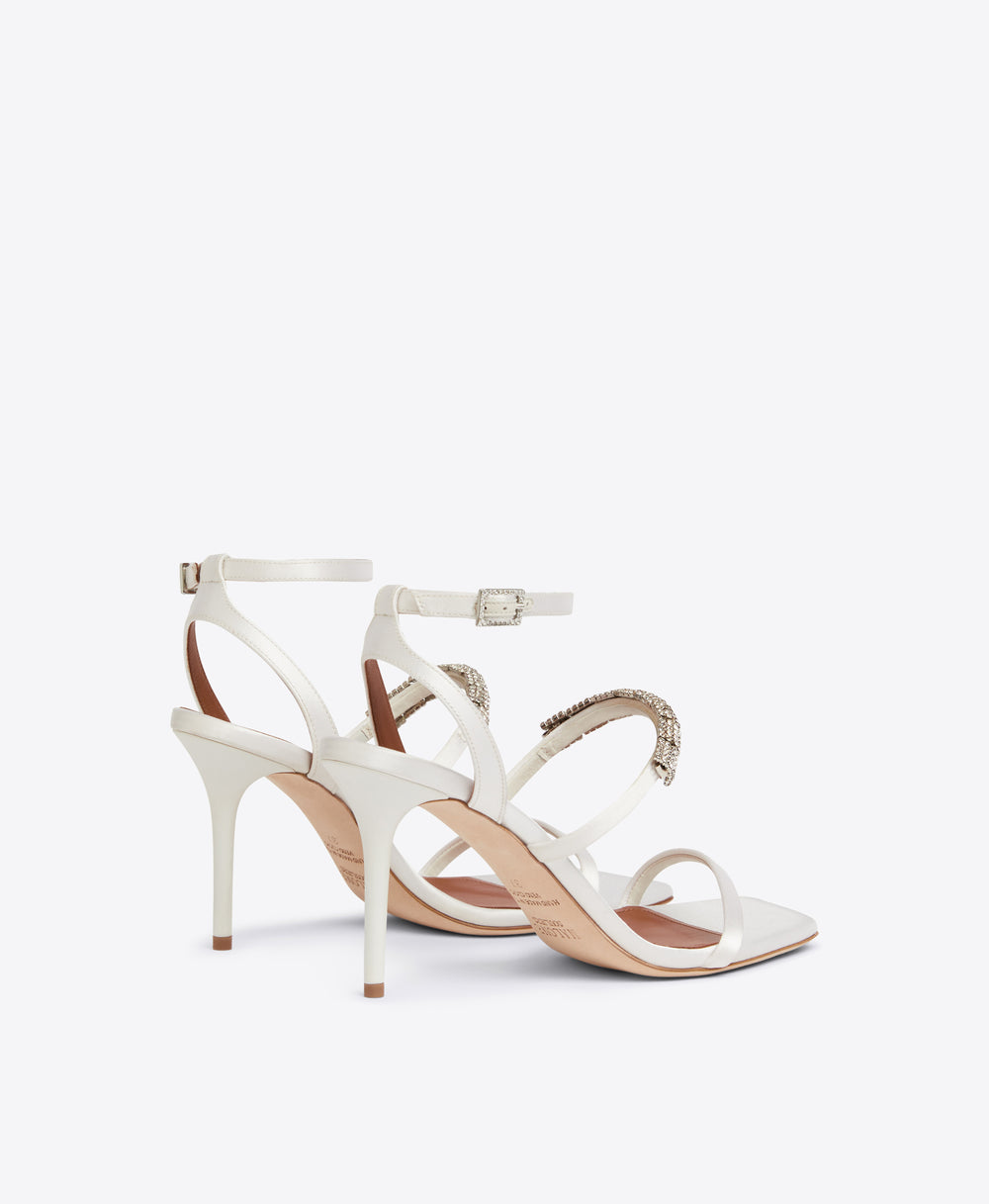 Women's Wedding White Satin Heeled Sandals Malone Souliers