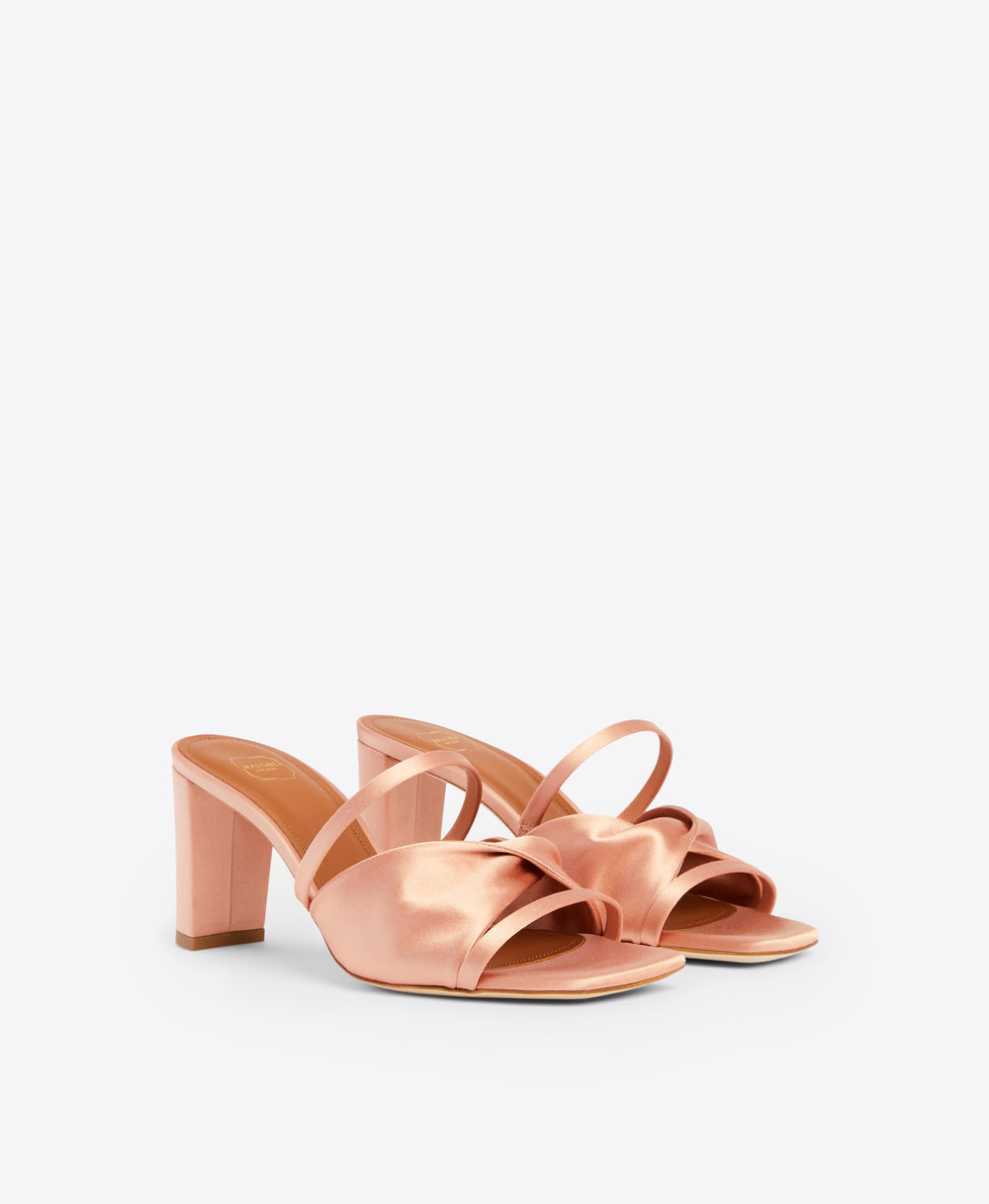 Malone Souliers Demi 70mm Blush Satin Heeled Sandals