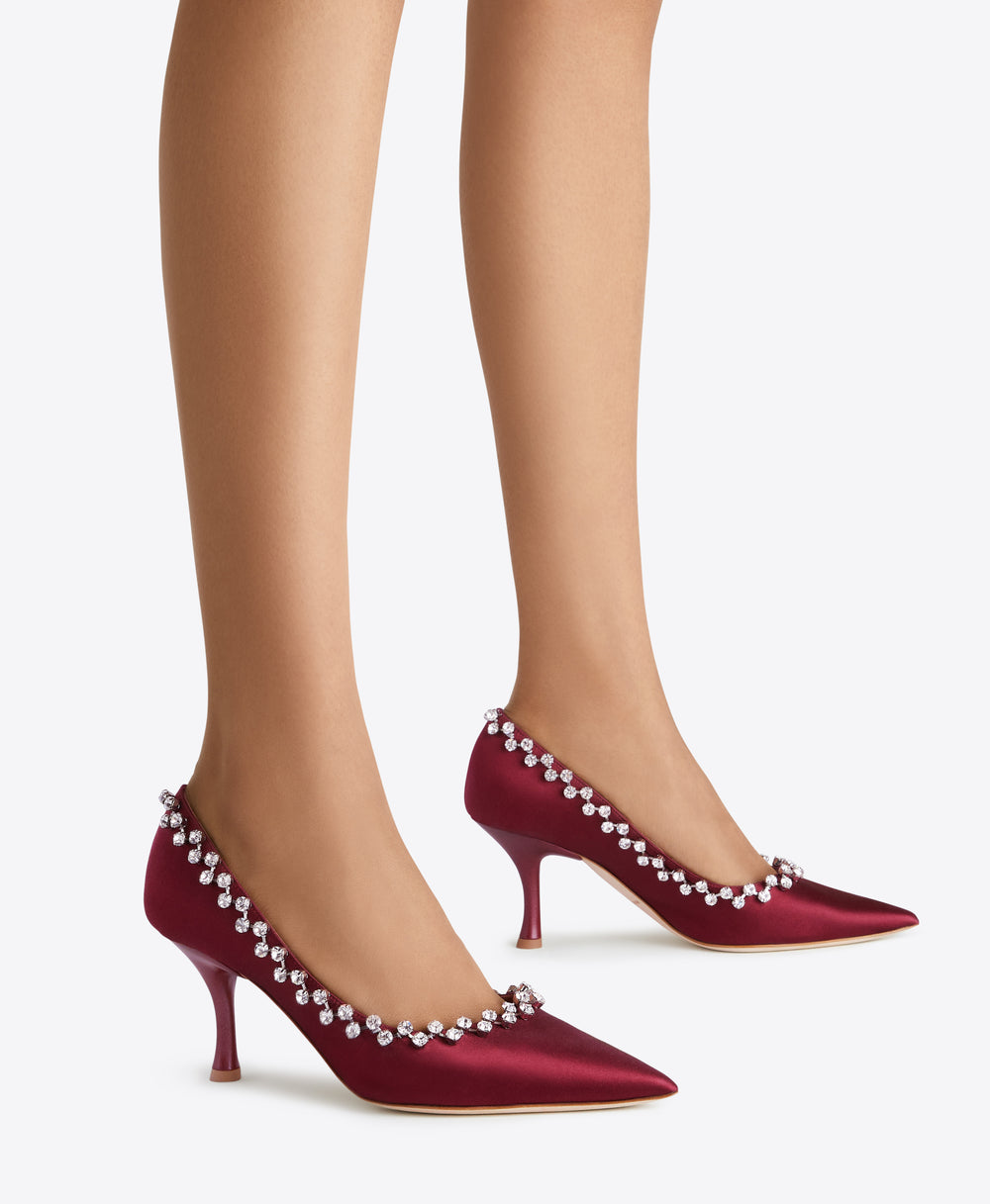 Gael 70 Burgundy Satin Pumps| Malone Souliers