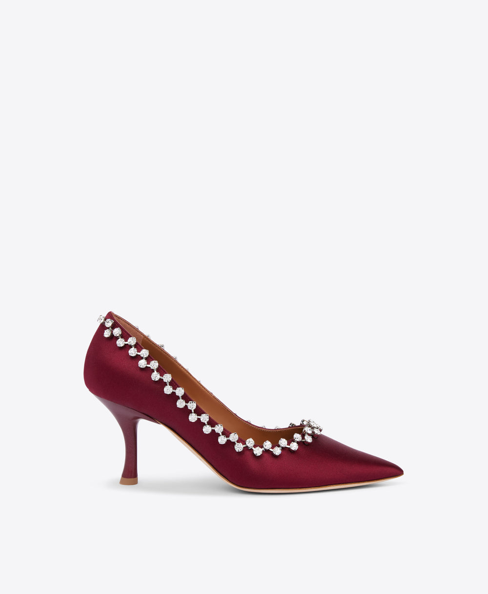 Gael 70 Burgundy Satin Pumps| Malone Souliers