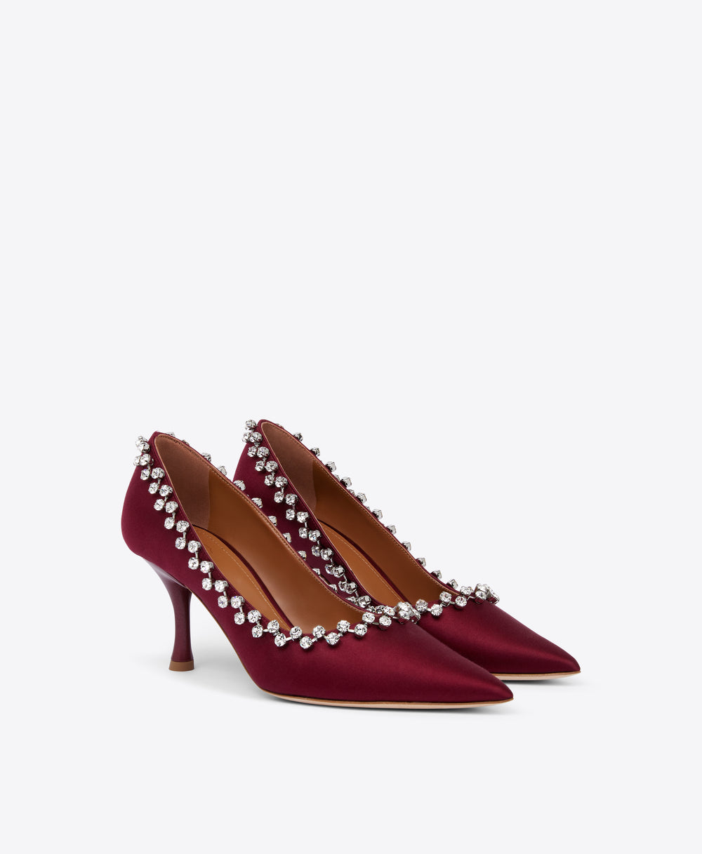 Gael 70 Burgundy Satin Pumps| Malone Souliers