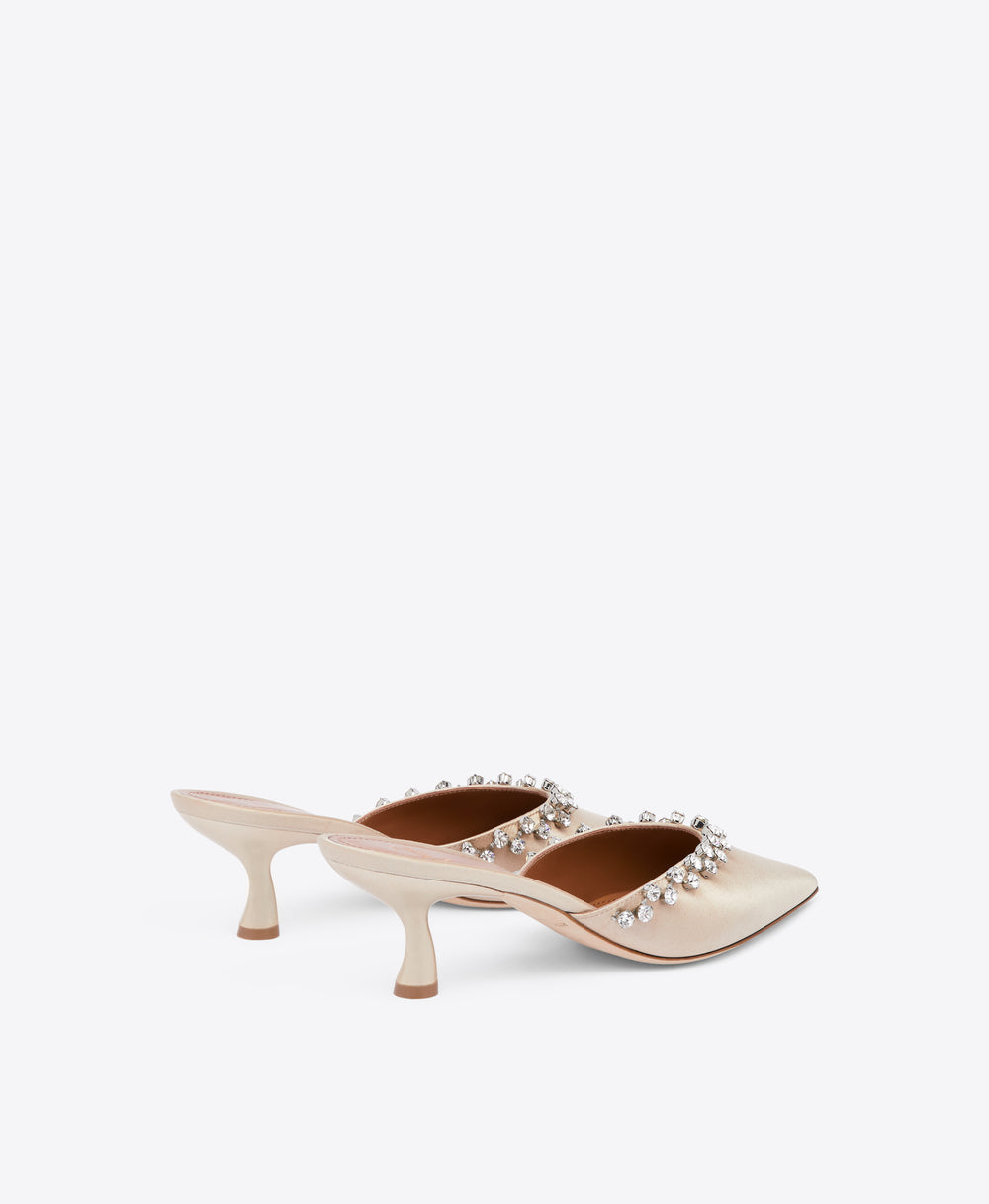 Gwyn 45 Platino Satin Shoes| Malone Souliers