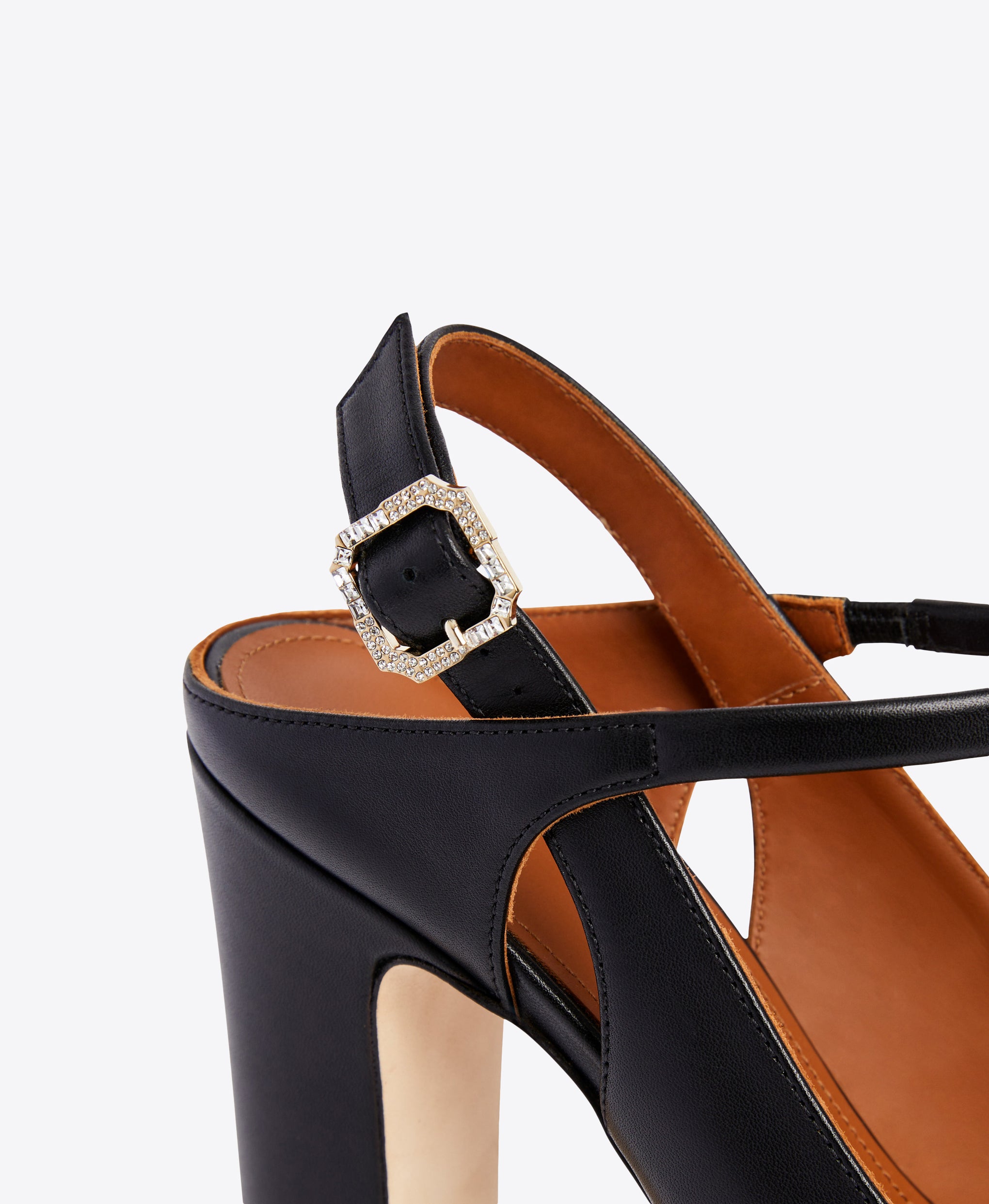 Closed Toe Platform Block Heel Slingbacks in Black Calf | Malone Souliers 