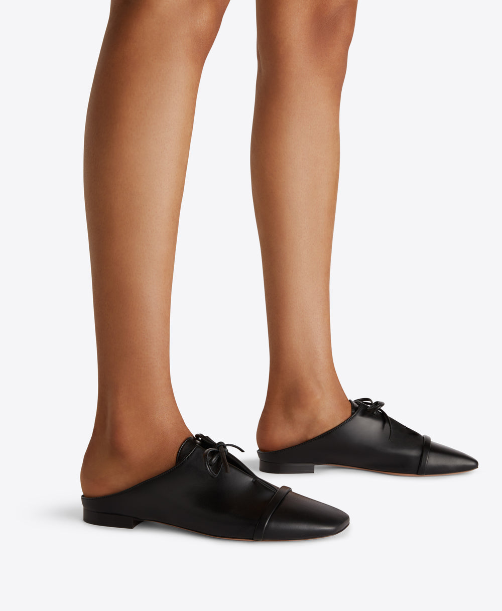 Malone Souliers Jacqueline Black Leather Flat Mules