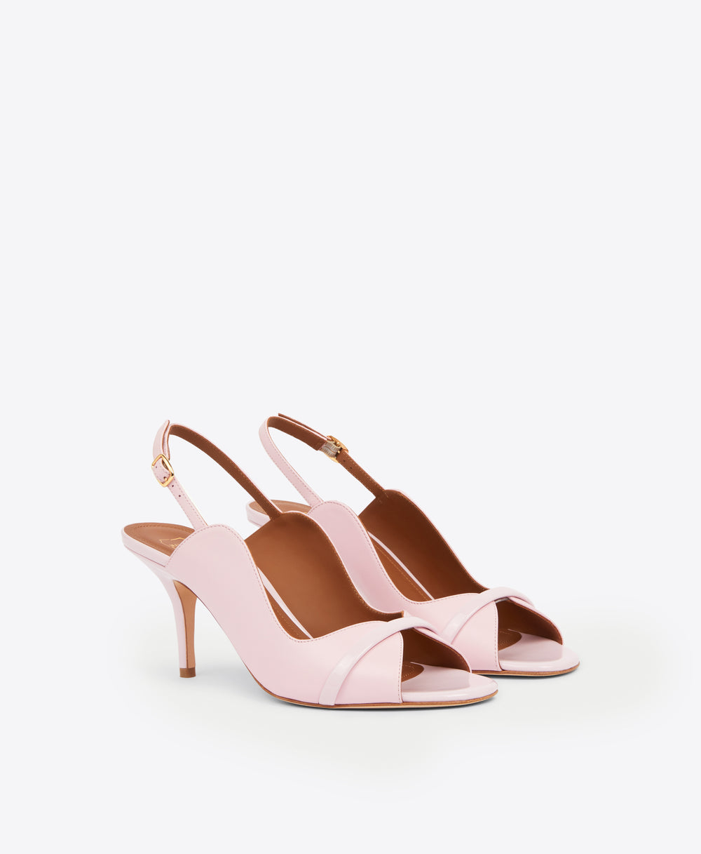 Women's Rose Pink Leather Slingback Heels Malone Souliers