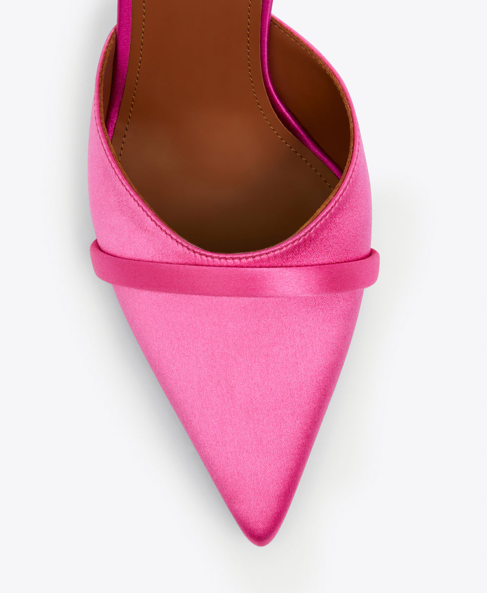 Women's Pink Satin Heeled Mules Malone Souliers