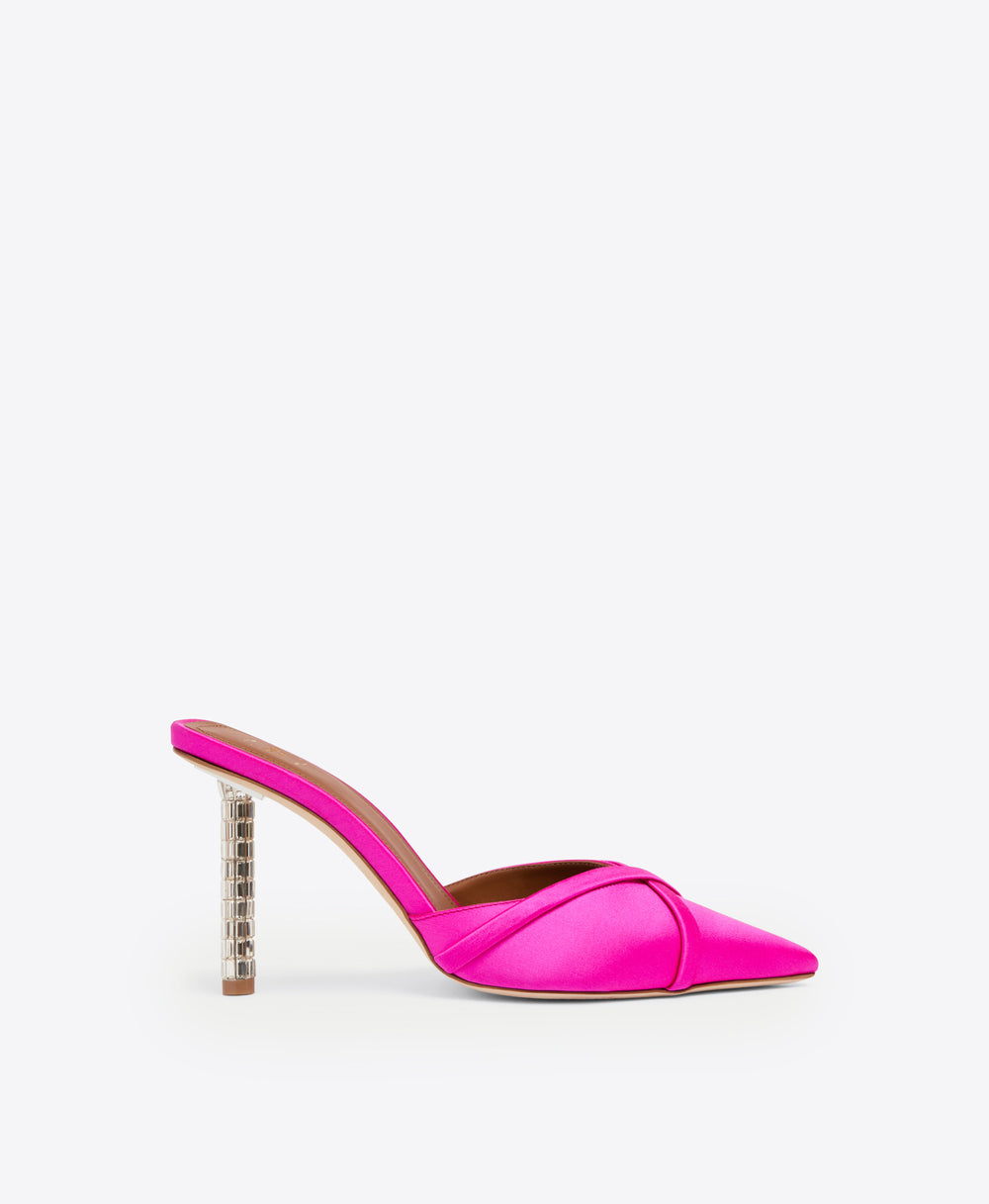 Women's Fuschia Satin Crystal Stiletto Mules Malone Souliers