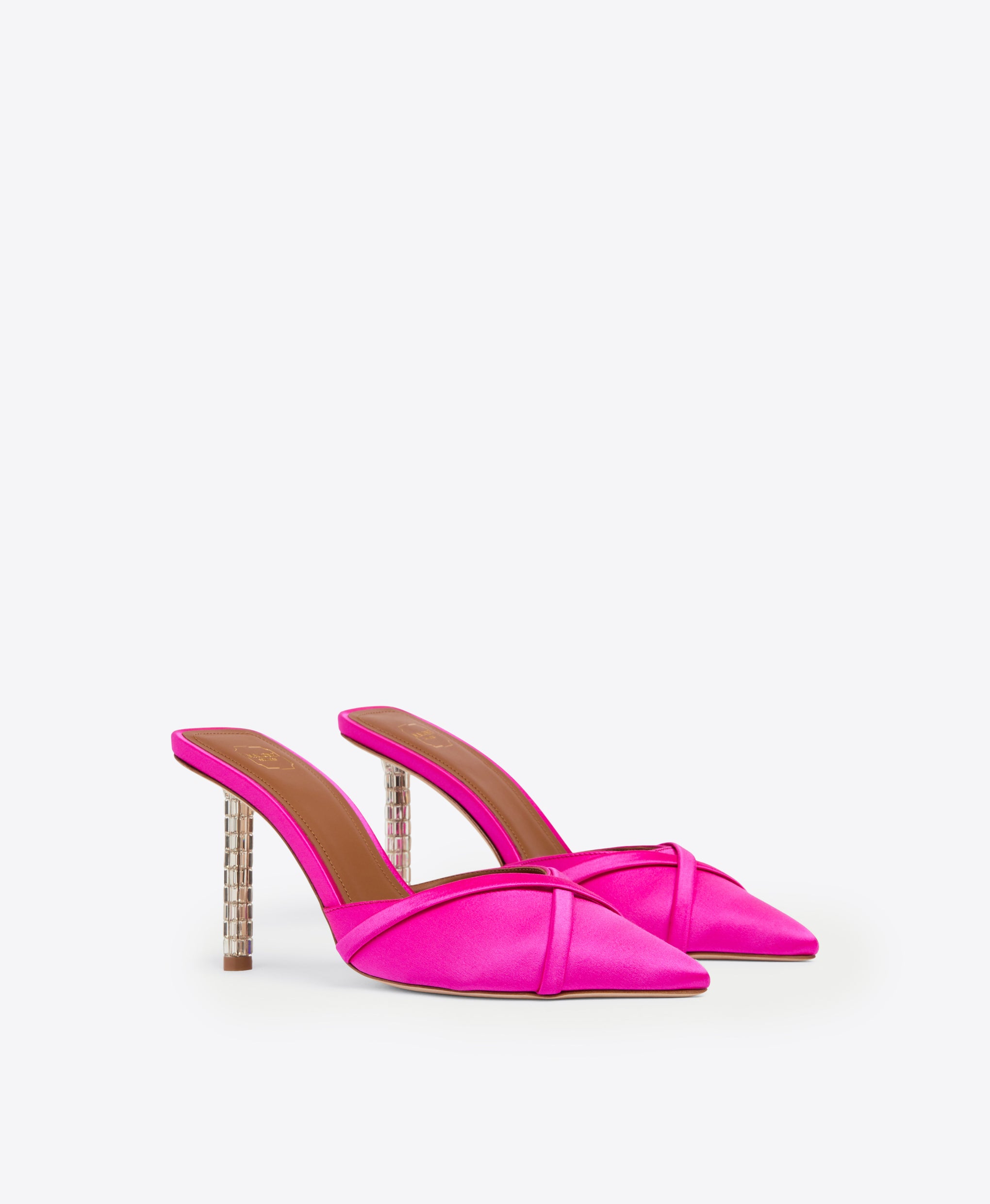 Women's Fuschia Satin Crystal Stiletto Mules Malone Souliers