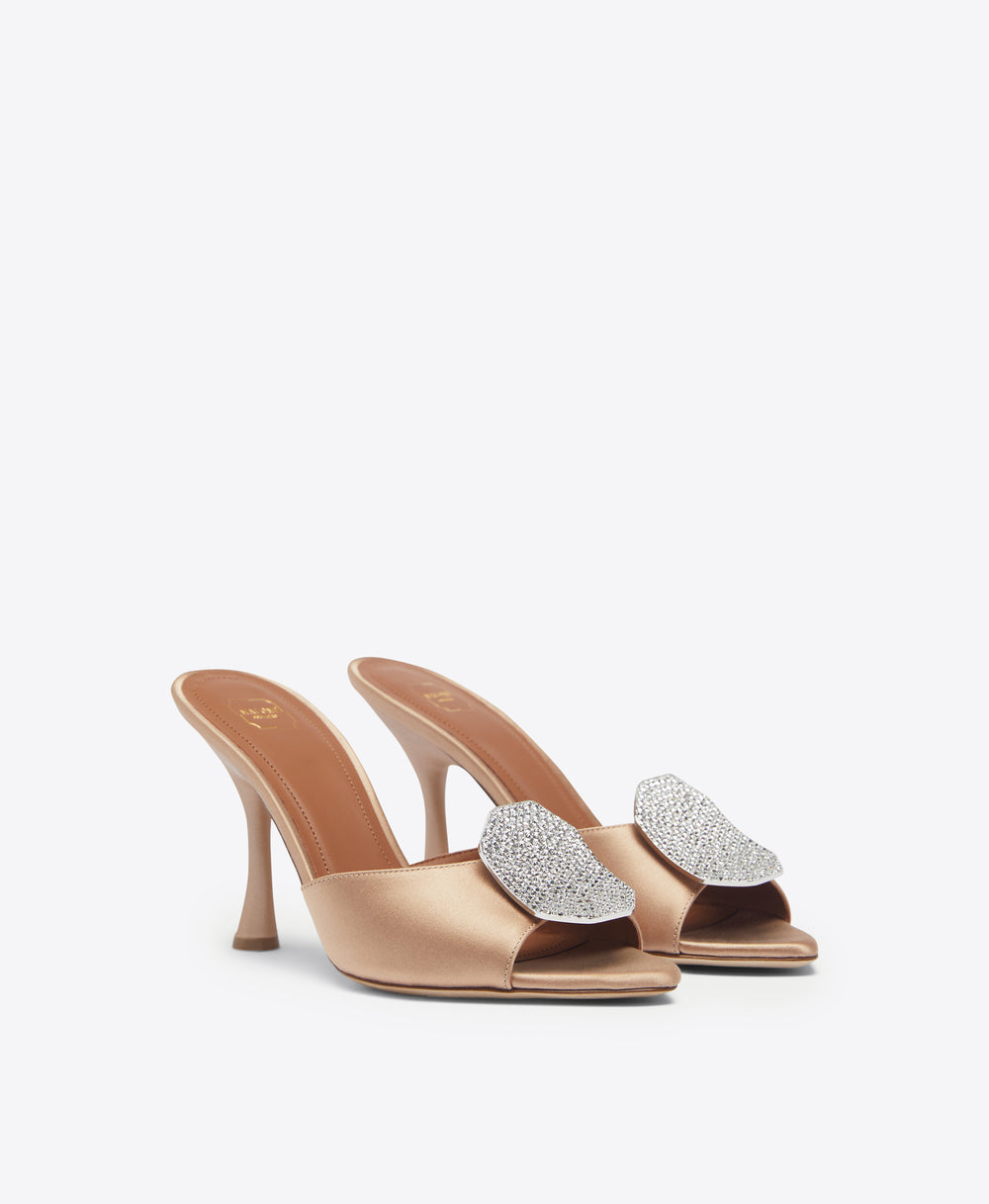 Malone Souliers Josia 90mm Sepia Satin Heeled Sandals