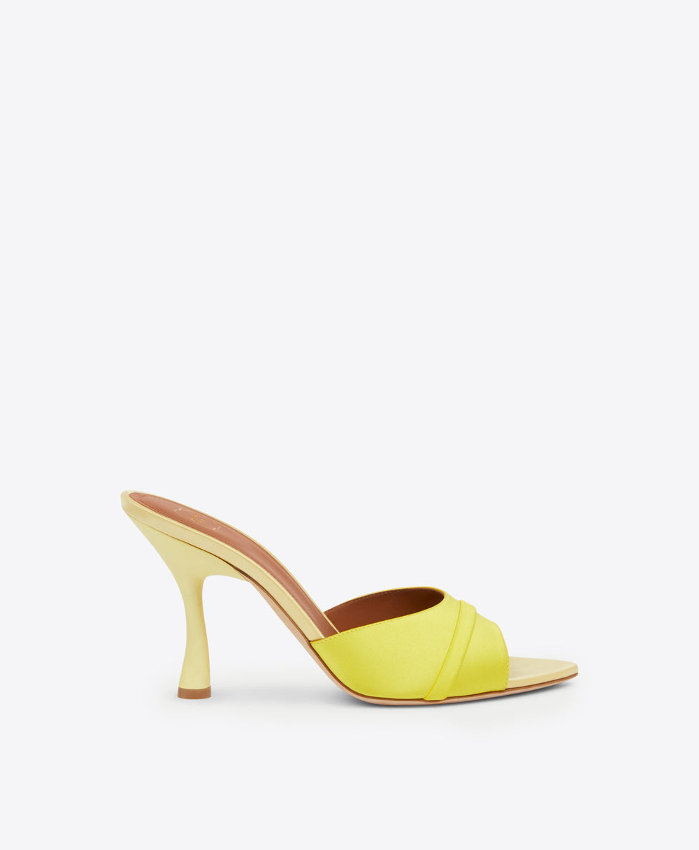 Women's Yellow Satin Heeled Mules  Malone Souliers