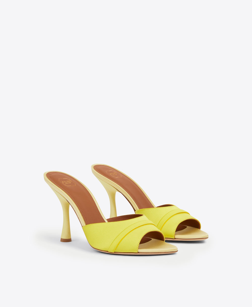 Women's Yellow Satin Heeled Mules  Malone Souliers