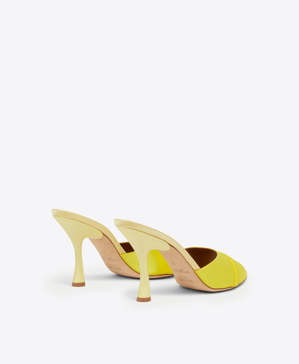 Women's Yellow Satin Heeled Mules  Malone Souliers