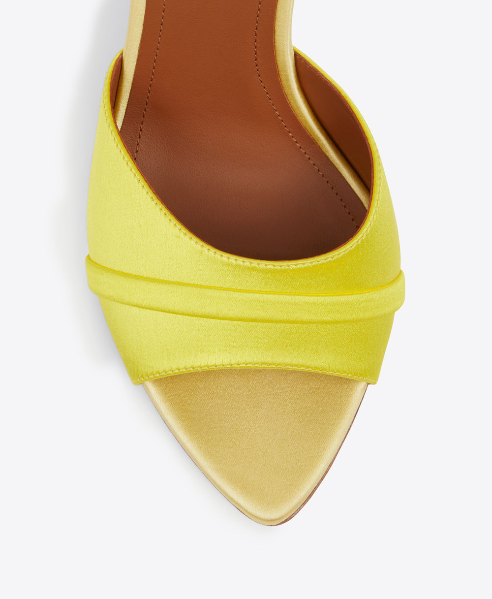 Women's Yellow Satin Heeled Mules  Malone Souliers