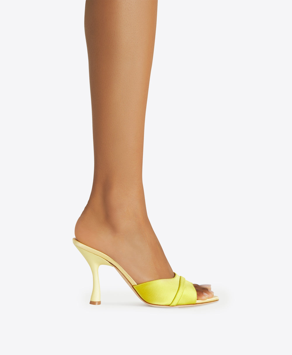 Women's Yellow Satin Heeled Mules  Malone Souliers