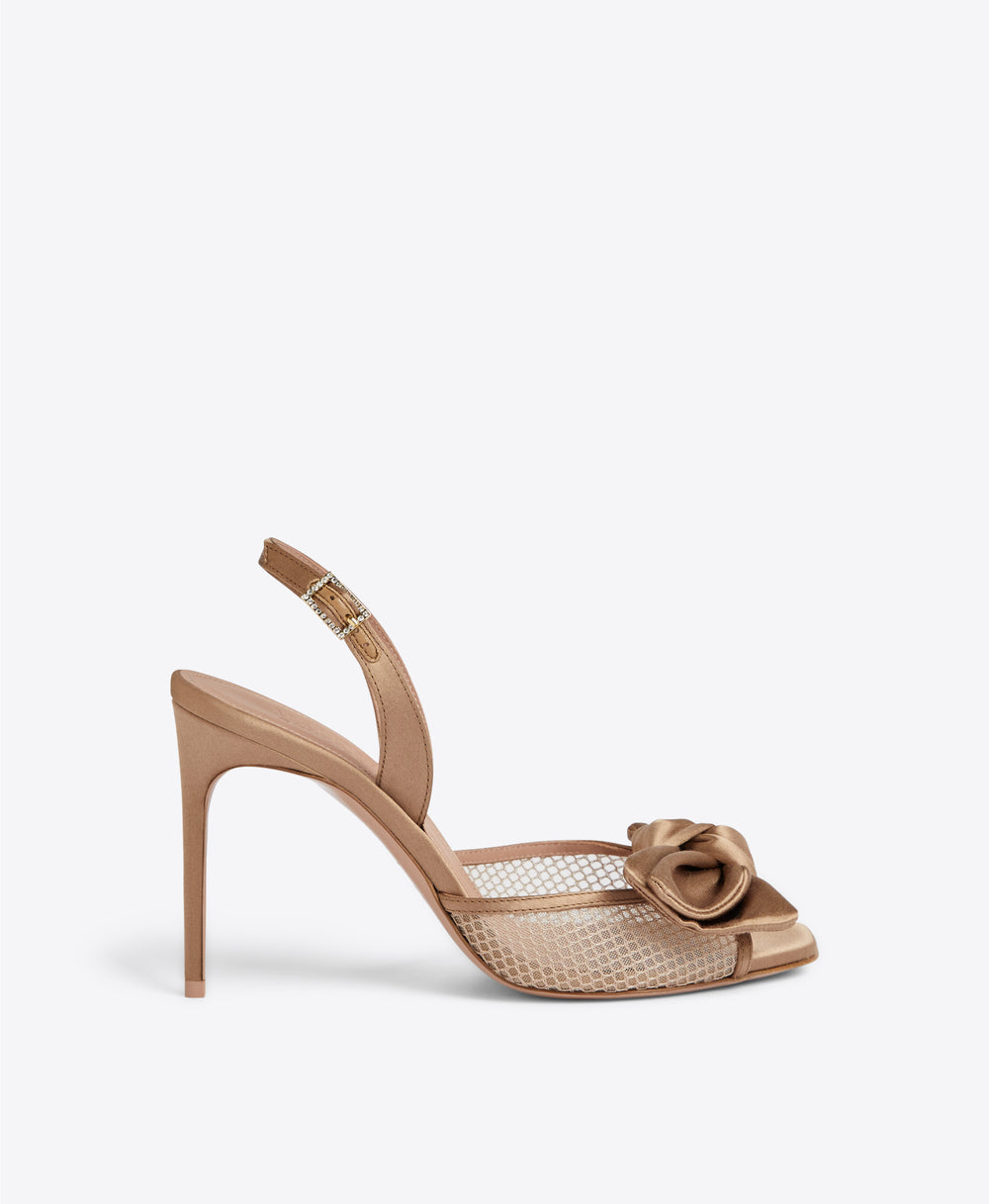 Malone Souliers Maera 90 Light Taupe Satin Sandals