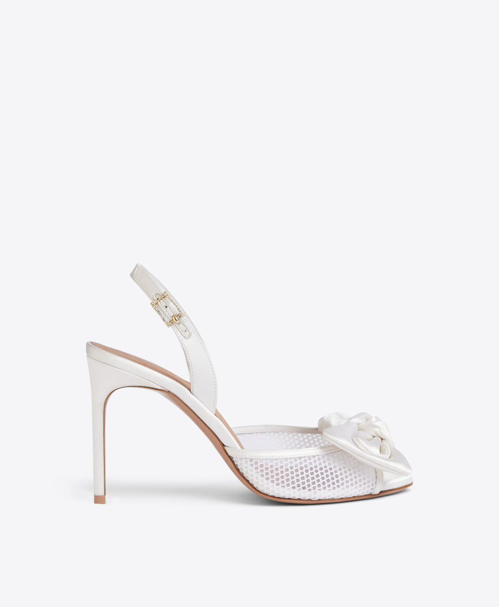 Malone Souliers Maera 90 White Satin Heeled Sandals