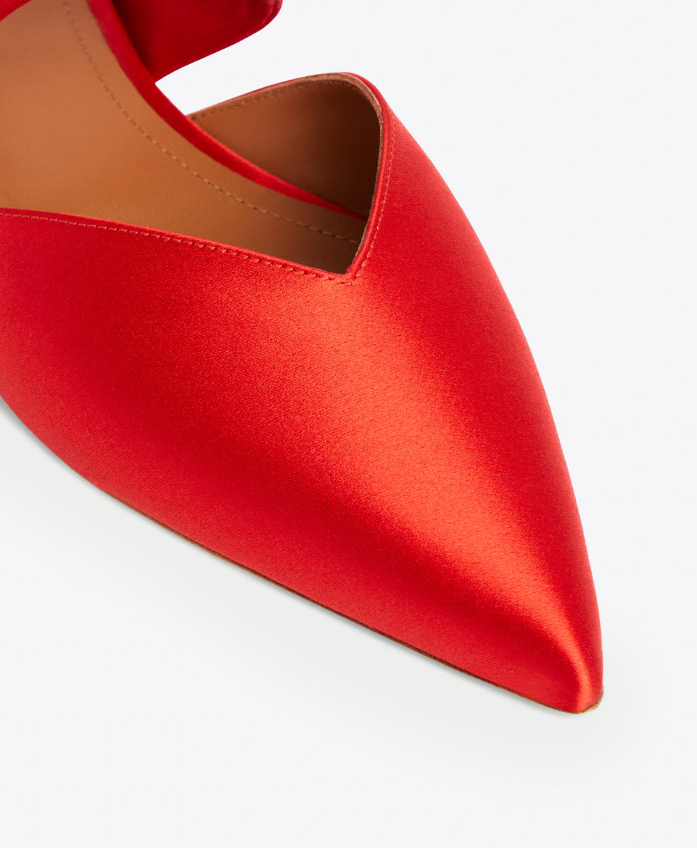 Malone Souliers Maisie Red Satin Flat Mules