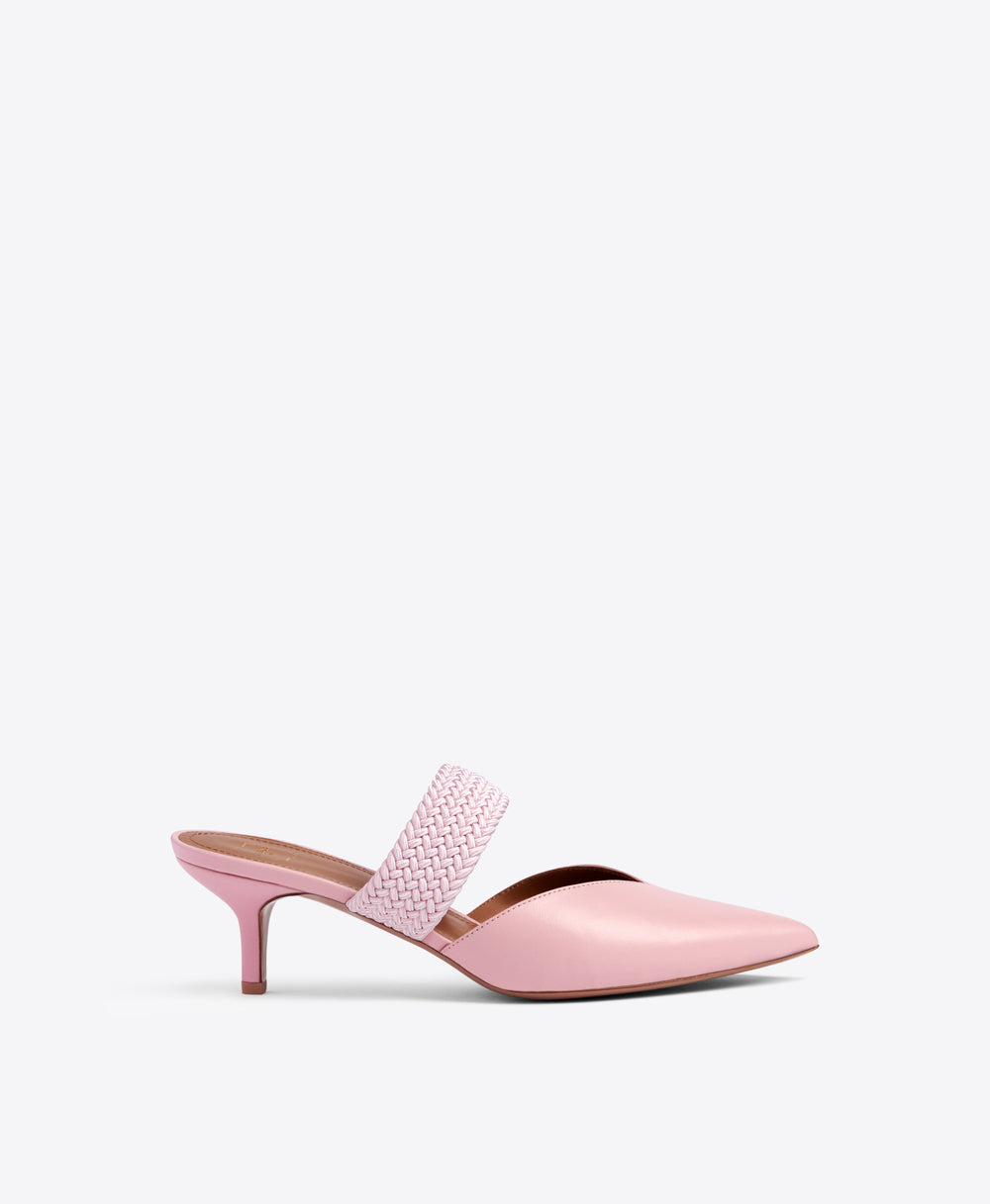 Malone Souliers Maisie 45mm Light Pink Leather Kitten Heel Mules