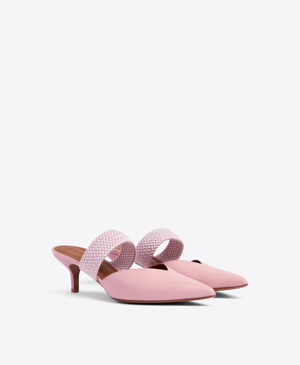 Malone Souliers Maisie 45mm Light Pink Leather Kitten Heel Mules