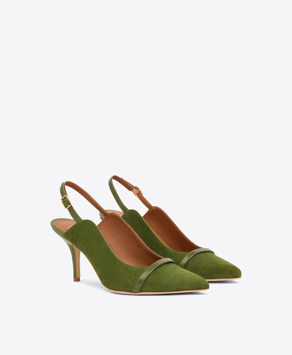 Women's Green Suede Slingback Heels Malone Souliers