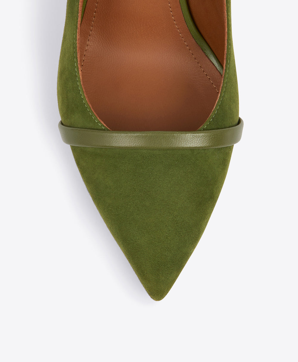 Women's Green Suede Slingback Heels Malone Souliers