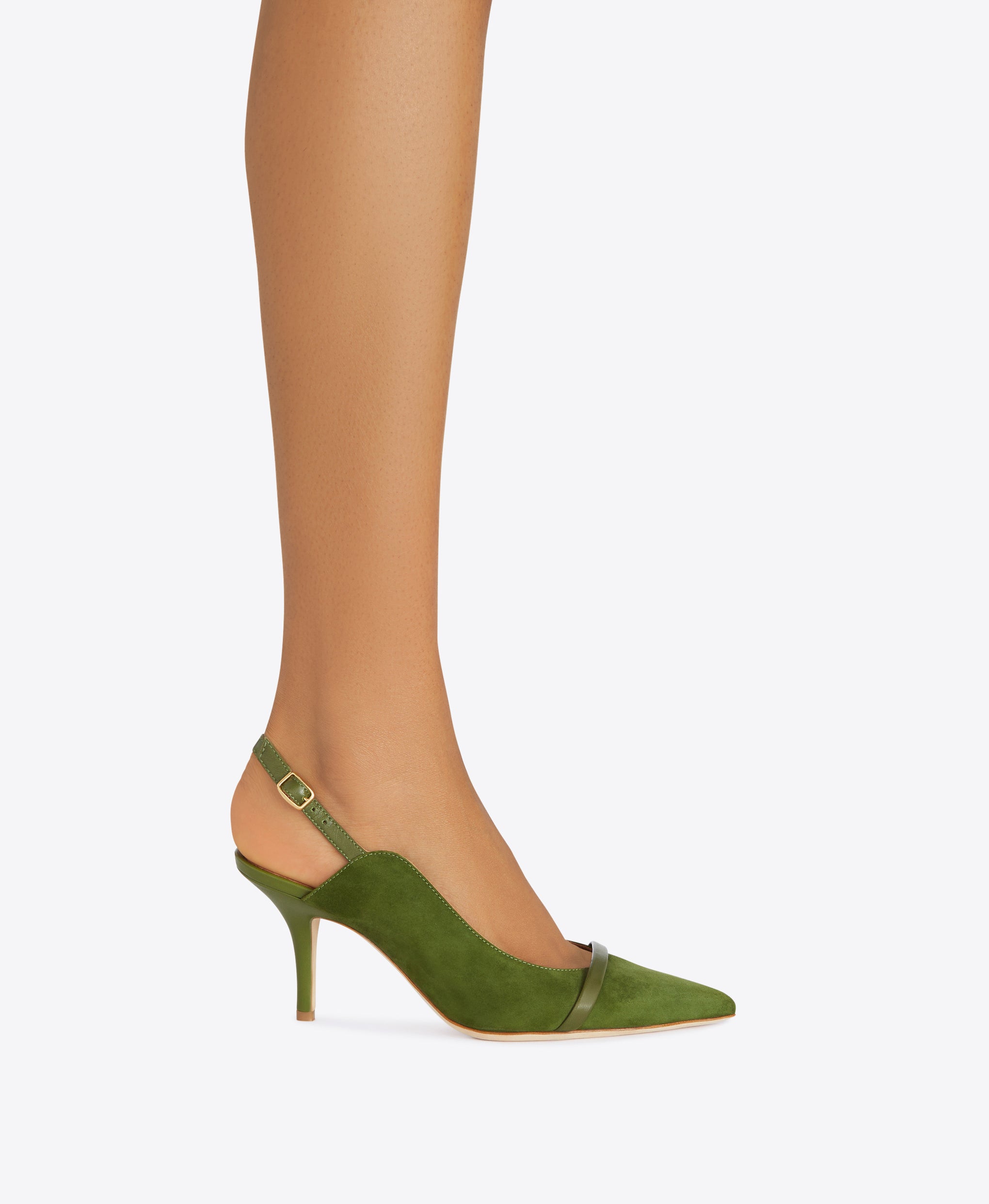 Women's Green Suede Slingback Heels Malone Souliers