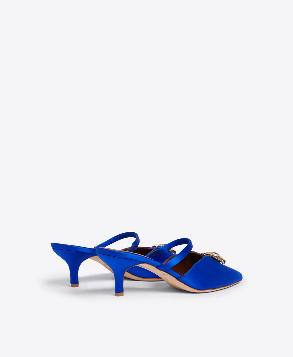 Women's Electric Blue Satin Kitten Heels Malone Souliers