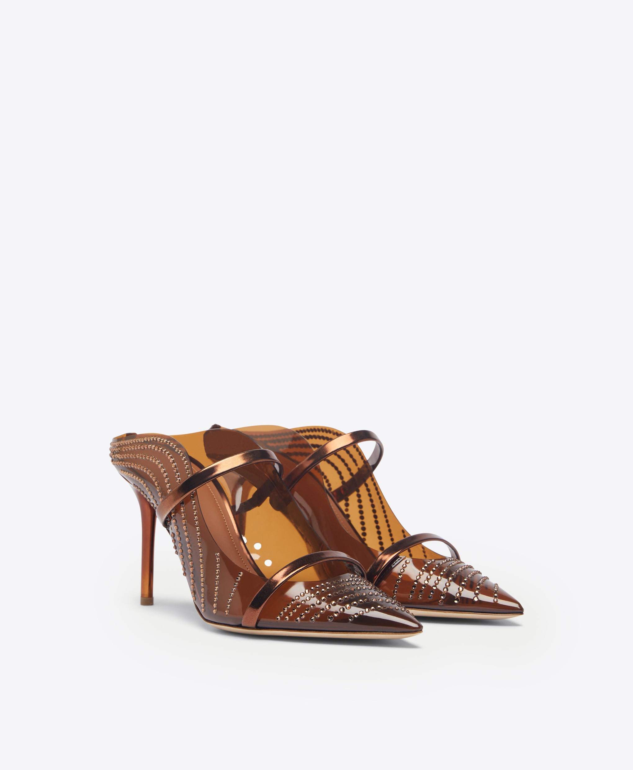 Malone Souliers Maureen 85mm Brown Embellished PVC Mules