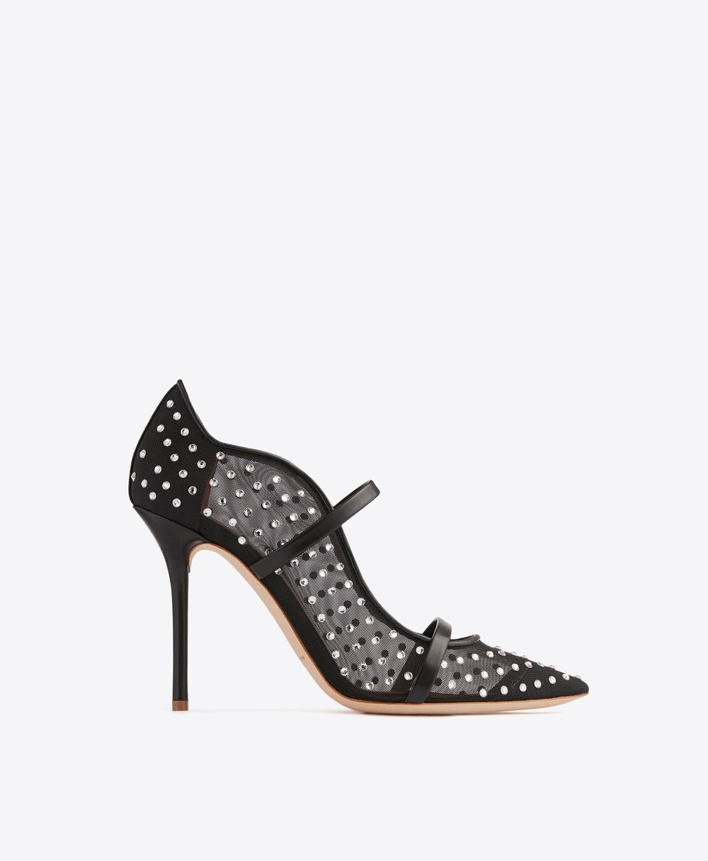 Women's Embellished Black Mesh Pumps Malone Souliers