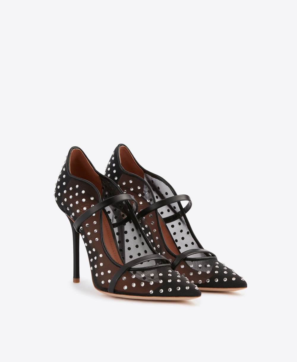 Women's Embellished Black Mesh Pumps Malone Souliers