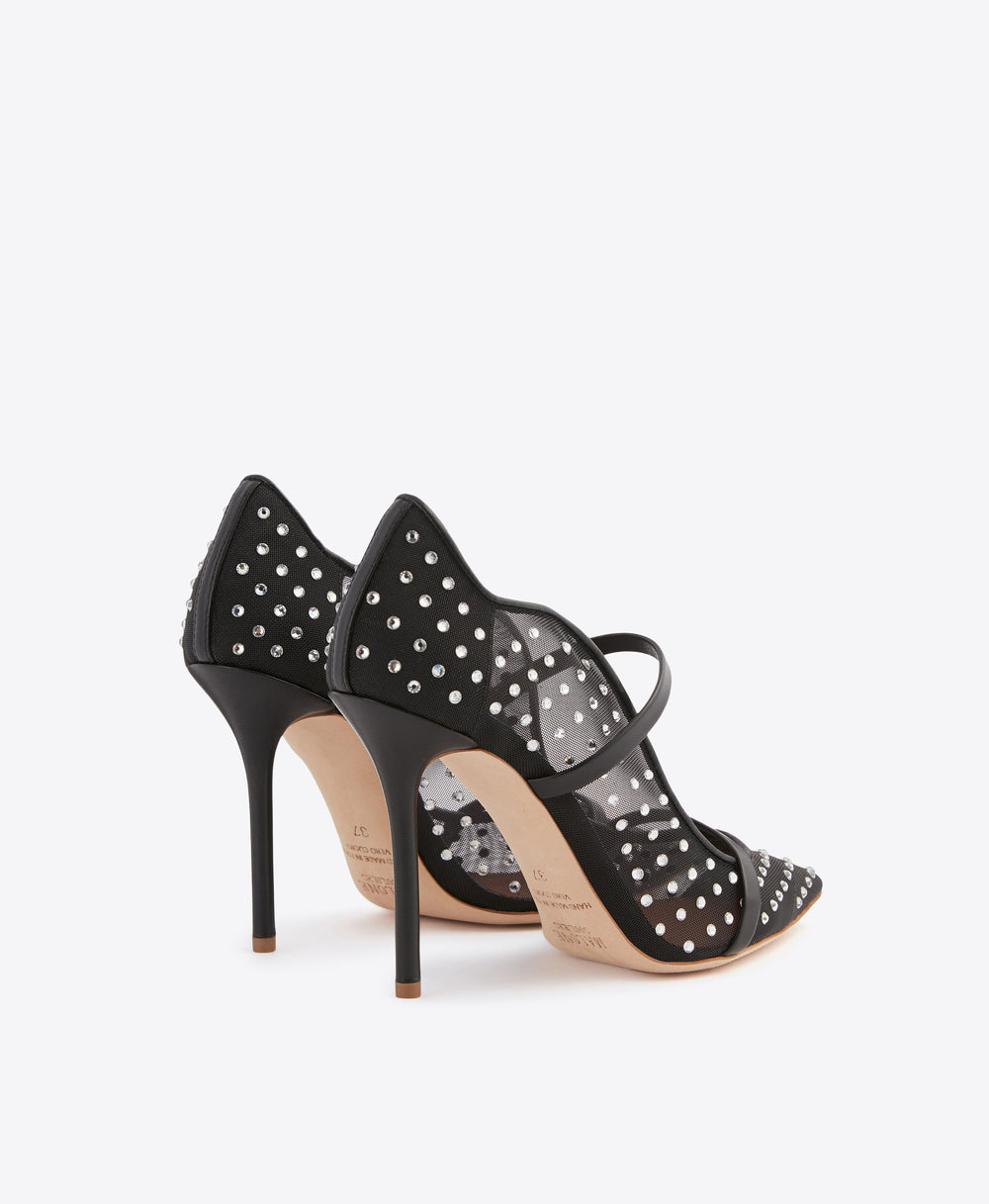 Women's Embellished Black Mesh Pumps Malone Souliers