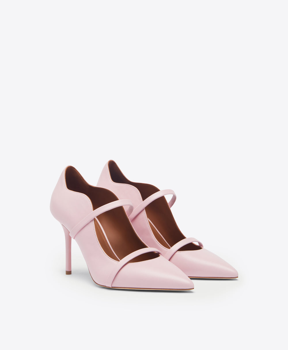 Malone Souliers Maureen 85mm Light Pink Leather Heeled Pumps