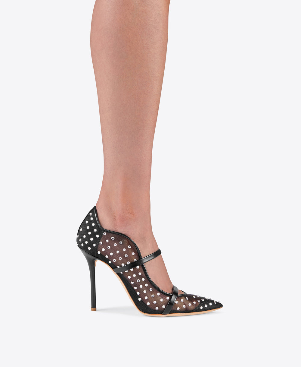 Women's Embellished Black Mesh Pumps Malone Souliers