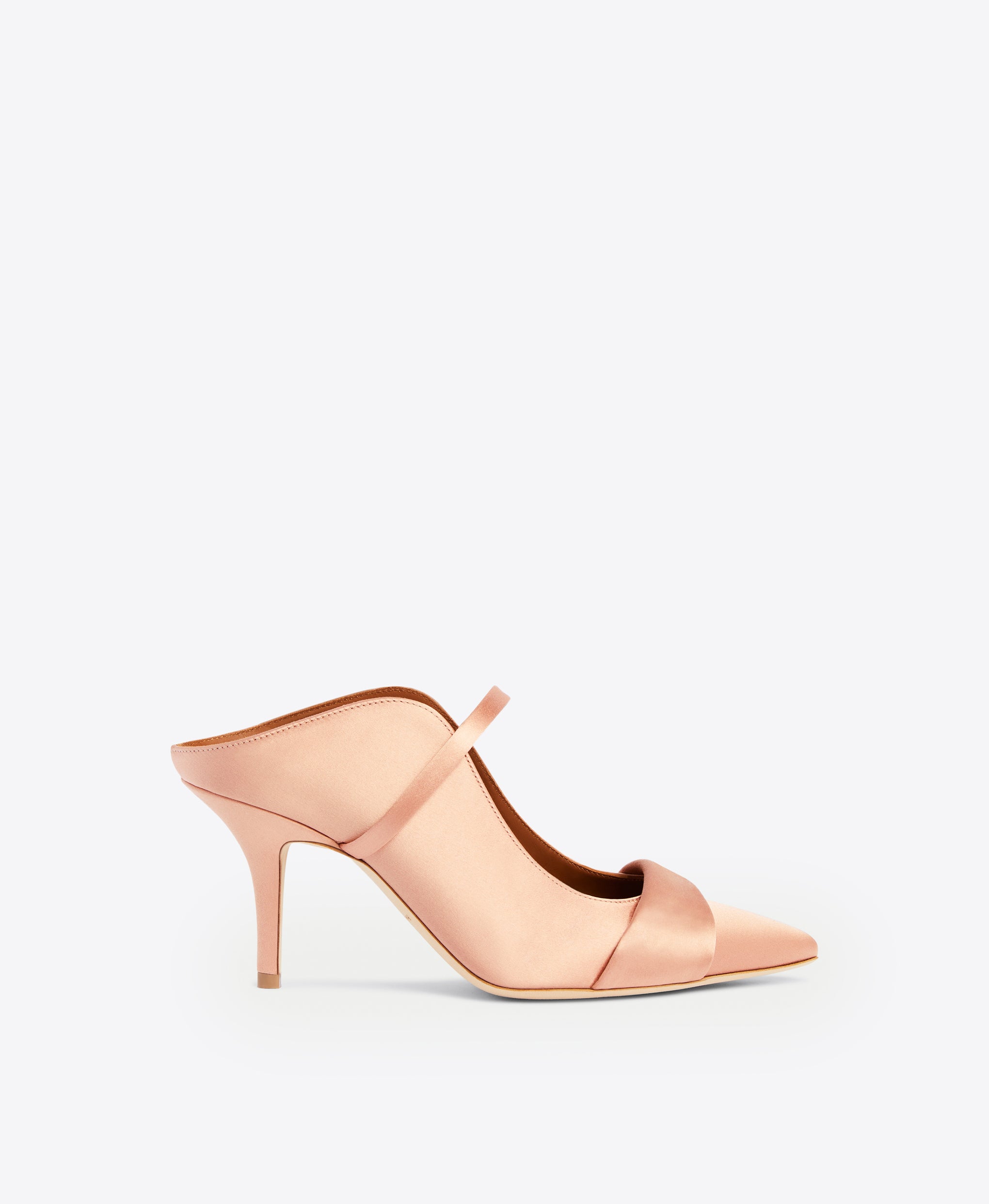 Malone Souliers Maureen 70mm Blush Satin Heeled Mules