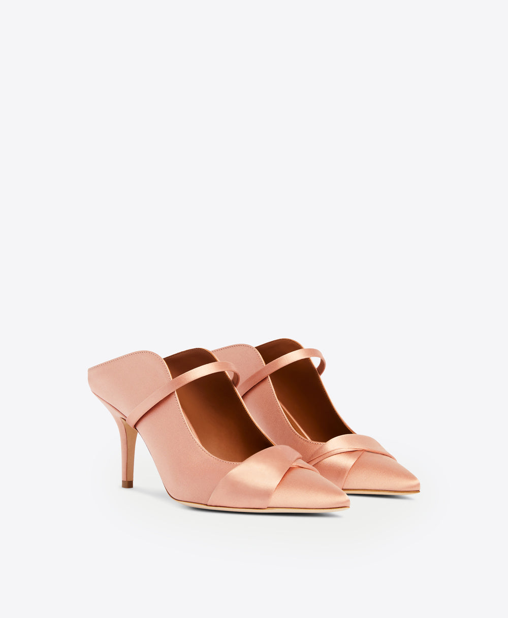 Malone Souliers Maureen 70mm Blush Satin Heeled Mules