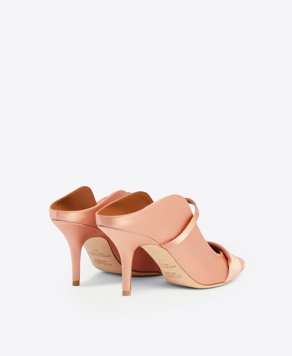 Malone Souliers Maureen 70mm Blush Satin Heeled Mules