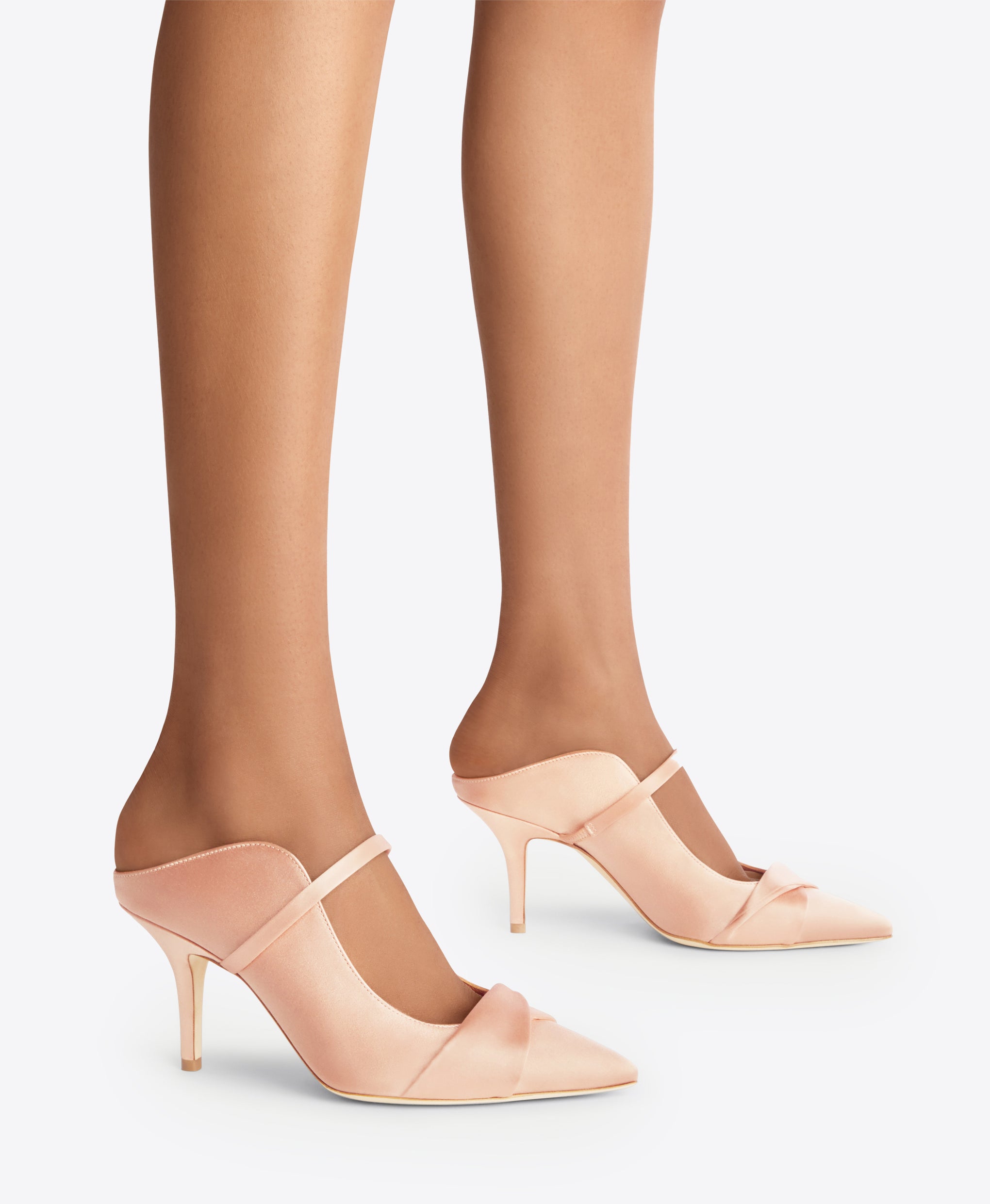 Malone Souliers Maureen 70mm Blush Satin Heeled Mules