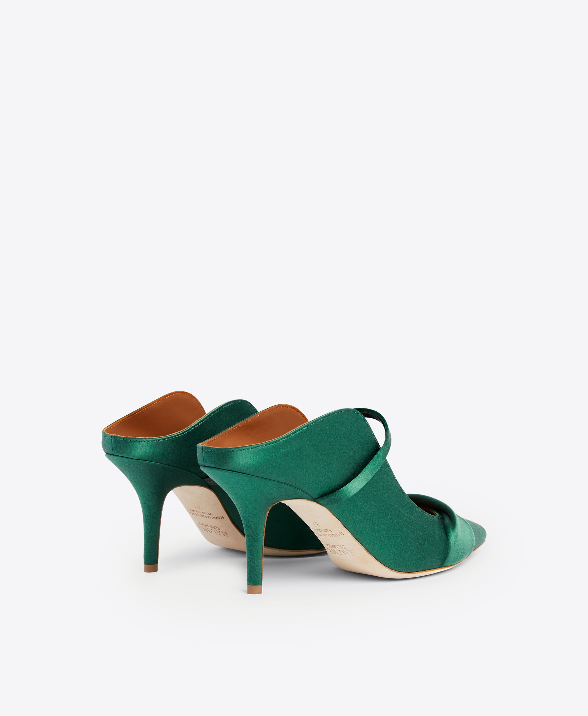 Malone Souliers Maureen 70mm Dark Green Satin Heeled Mules