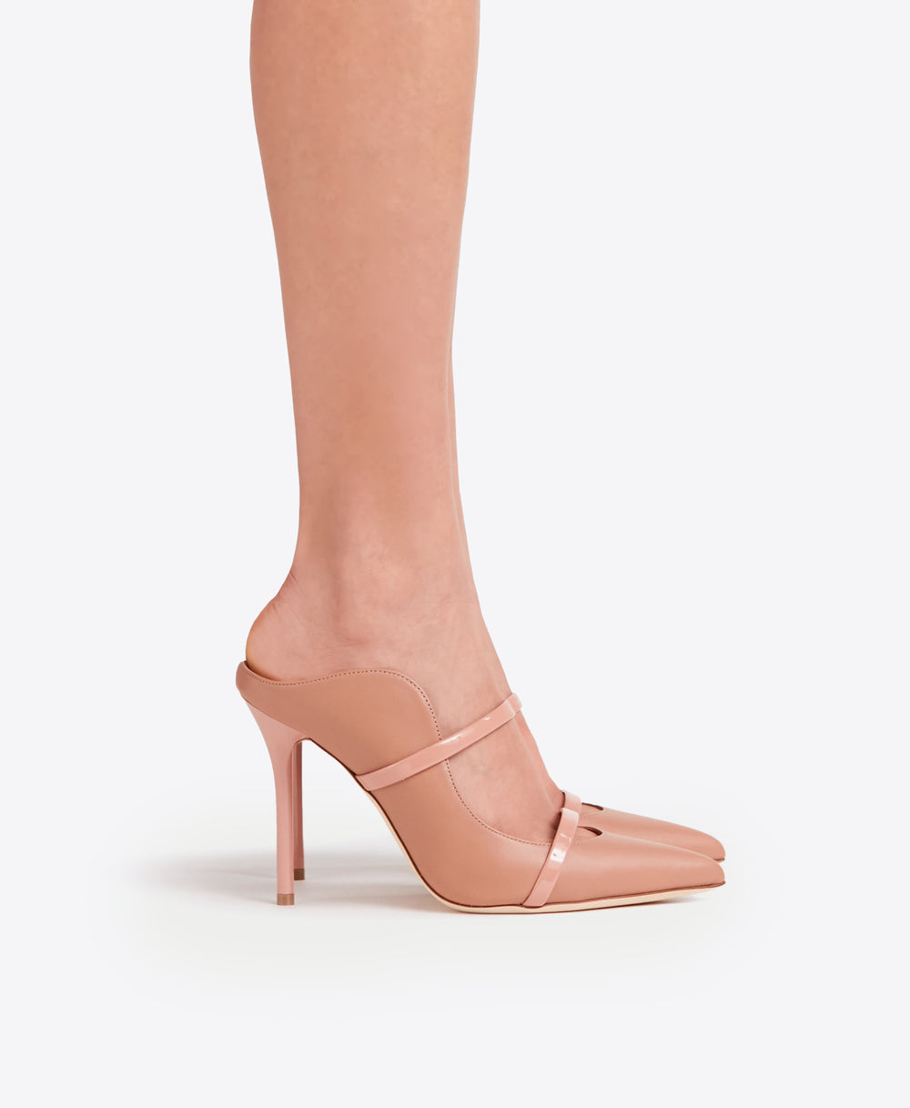 Women's Nude And Blush Pink Leather Designer Pointed Toe Mules Malone Souliers