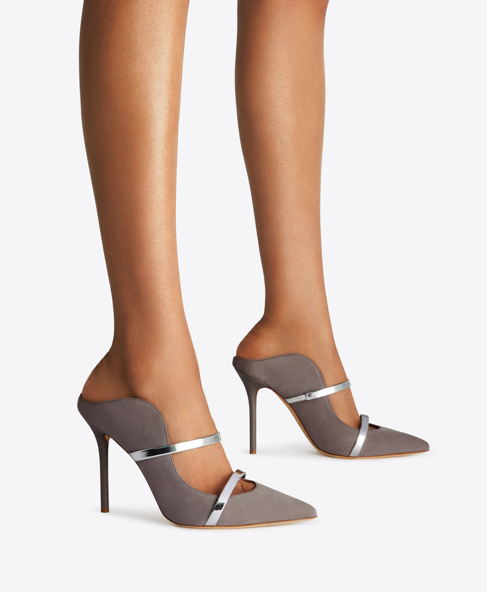 Malone Souliers Maureen 100 Grey Suede Stiletto Heels