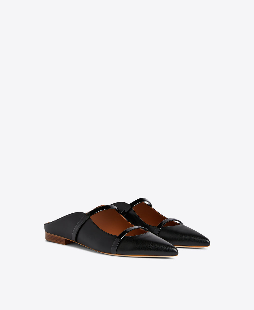 Malone Souliers Maureen Flat Black Leather Mules