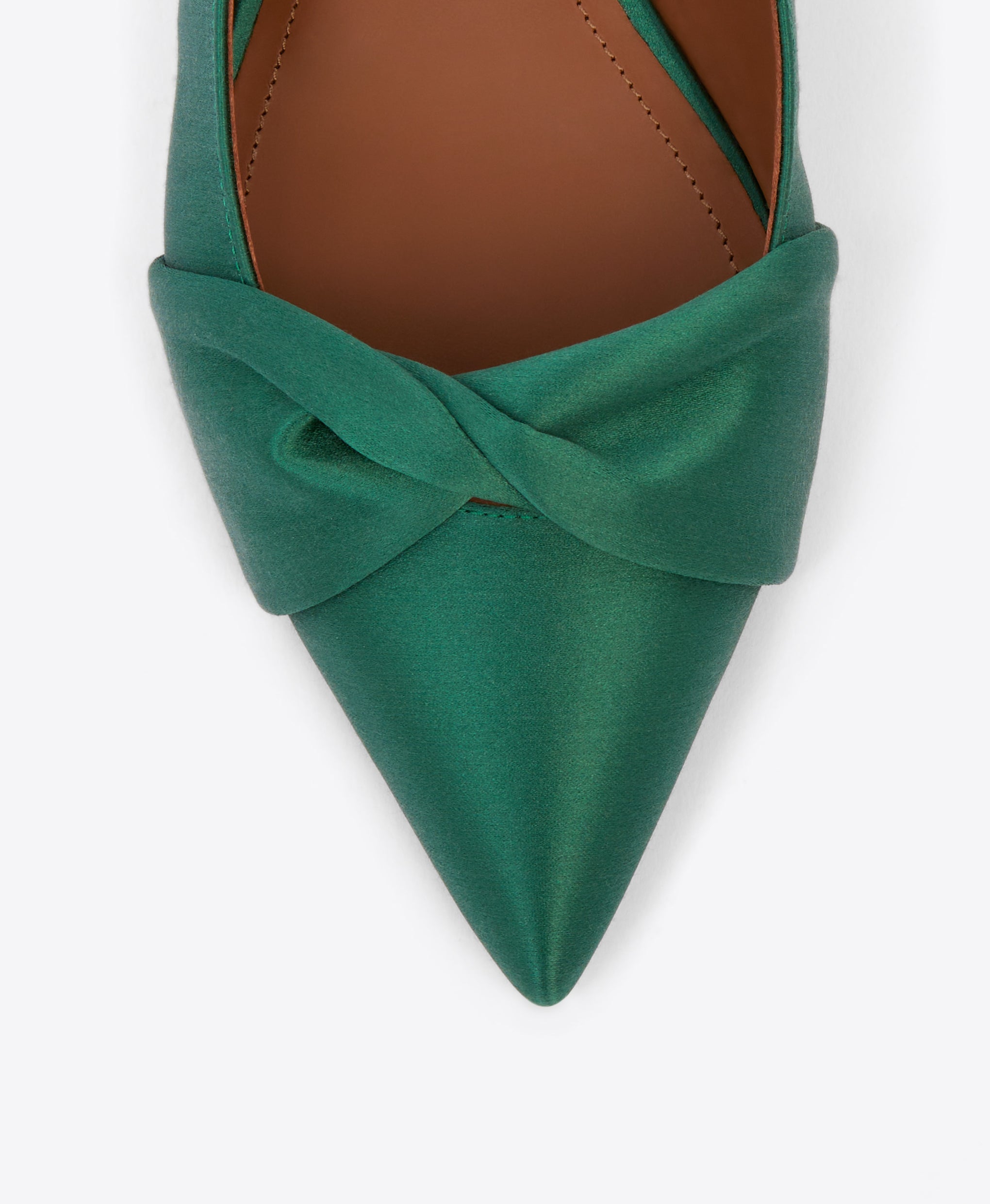 Malone Souliers Maureen Dark Green Satin Flat Mules