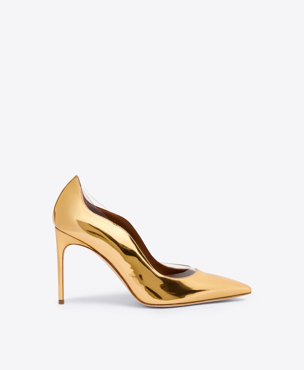 Nana 90mm - Gold Mirror Leather Stiletto Heels Malone Souliers