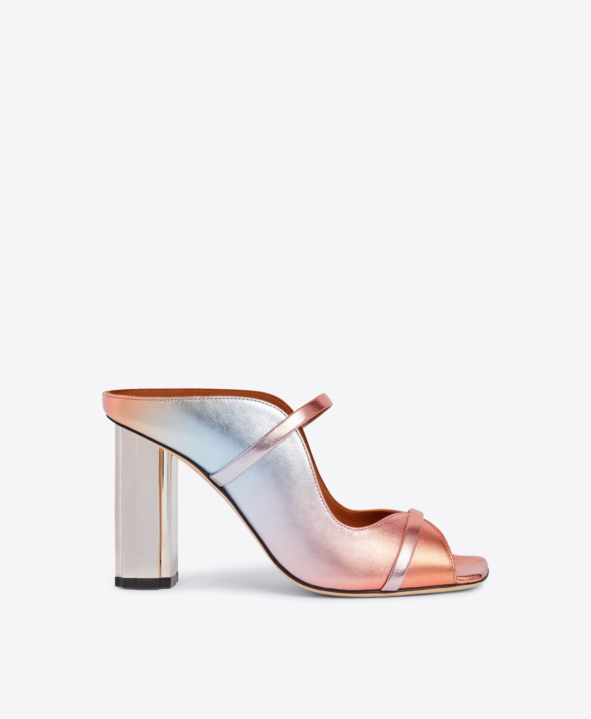 Double Strap Sandals in Sunset Ombré - Logo Block Heel | Malone Souliers