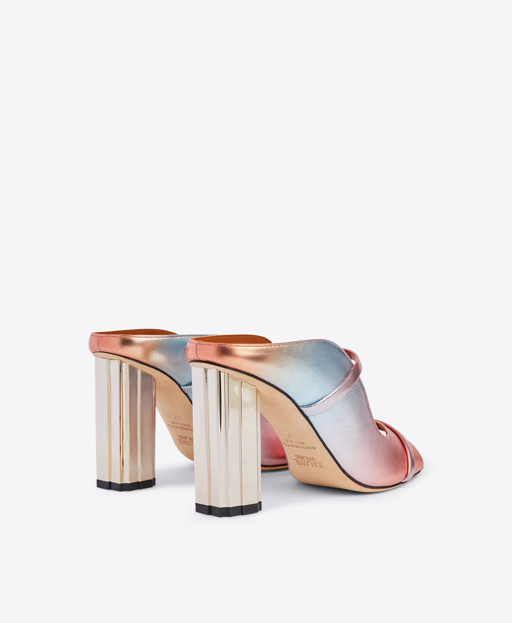 Double Strap Sandals in Sunset Ombré - Logo Block Heel | Malone Souliers